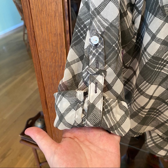 Free People Semi Sheer Plaid Button-Up Blouse - Picture 5 of 8